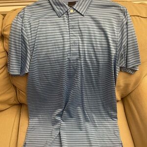 Men's Blue Striped Polo Shirt